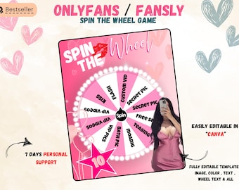 OnlyFans Spin The Wheel Game | Editable Canva Template | Fansly Tipping Game | Content Creator Tip Menu | OF Promo & Sexting Ideas