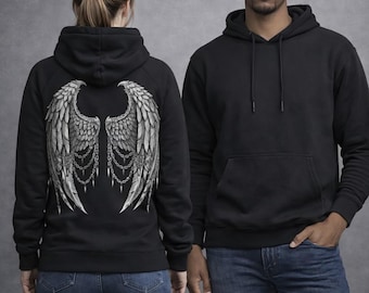 Fallen Angel Wings Hoodie – Gothic Back Print Sweatshirt