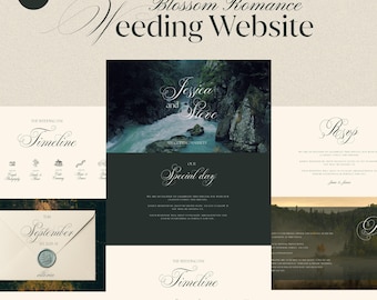 Romantic Countryside Wedding Website Canva Template: Elegant One-Page Bridal Site
