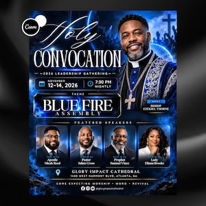 Holy Convocation Church Flyer | Church Conference Flyer Canva Template | Revival Worship Event Invitation | Editable Design Digital Download