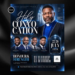 Holy Convocation Flyer Template | Church Conference Flyer | Christian Canva Event Flyer | Editable 4:5 Worship Template | Digital Download