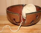 Handmade pottery yarn bowl, knitting, crocheting