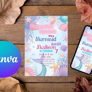 Mermaid 5th Birthday Invitation: Editable Under the Sea Party (Digital Download)