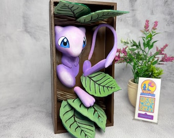 Handmade Pink Creature Book Nook – 3D Diorama Bookshelf Insert – Fantasy Forest Decor