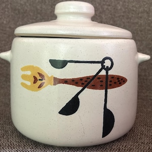 Mid-Century-West Bend Stoneware-with Lid-Bean Pot-Cookie Jar