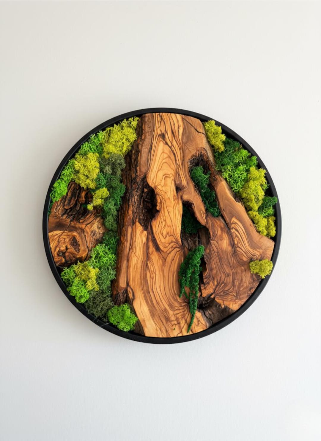 Olive Wood & Moss Wall Art | Handmade Live Edge Decor - Etsy