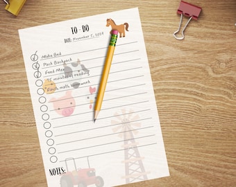 Farm Animal Chore Chart Printable: Kids' Daily Planner (Instant Download)