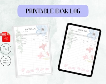 Floral Bank Log Tracker: Printable Savings Tracker for Kids, Teens, Adults (PDF Download)