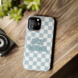 Boy Mama Mobilskal: Blårutigt iPhone & Samsung Skal bild 2