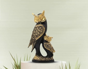 ヴィンテージ 2.5インチ フクロウの置物 樹脂像 小像 石製 デスク装飾