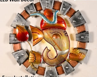Handmade Lord Ganesh Metal Wall Art | Ganpati Wall Decor | Indian Spiritual Home Decor | Diwali & Housewarming Gift