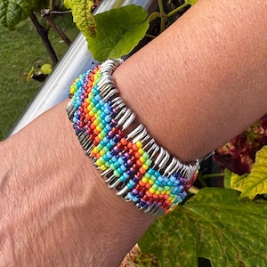 Parelarmband zilver regenboog