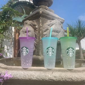 Starbucks Summer 2021 Color Changing Confetti/ Orange Swirl Cold Cups Limited Edition/Free Personalization