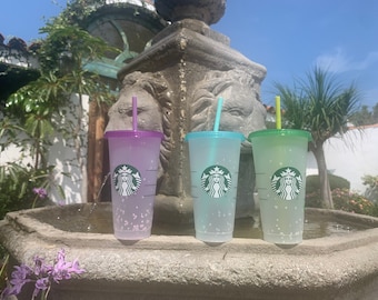 Starbucks Summer 2021 Color Changing Confetti/ Orange Swirl Cold Cups Limited Edition/Free Personalization