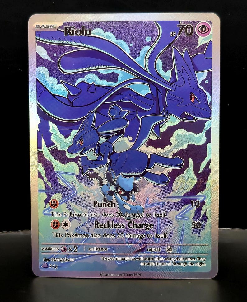 Riolu Evolution Lucario Mega Lucario EX Holofoil Card With Texture ...