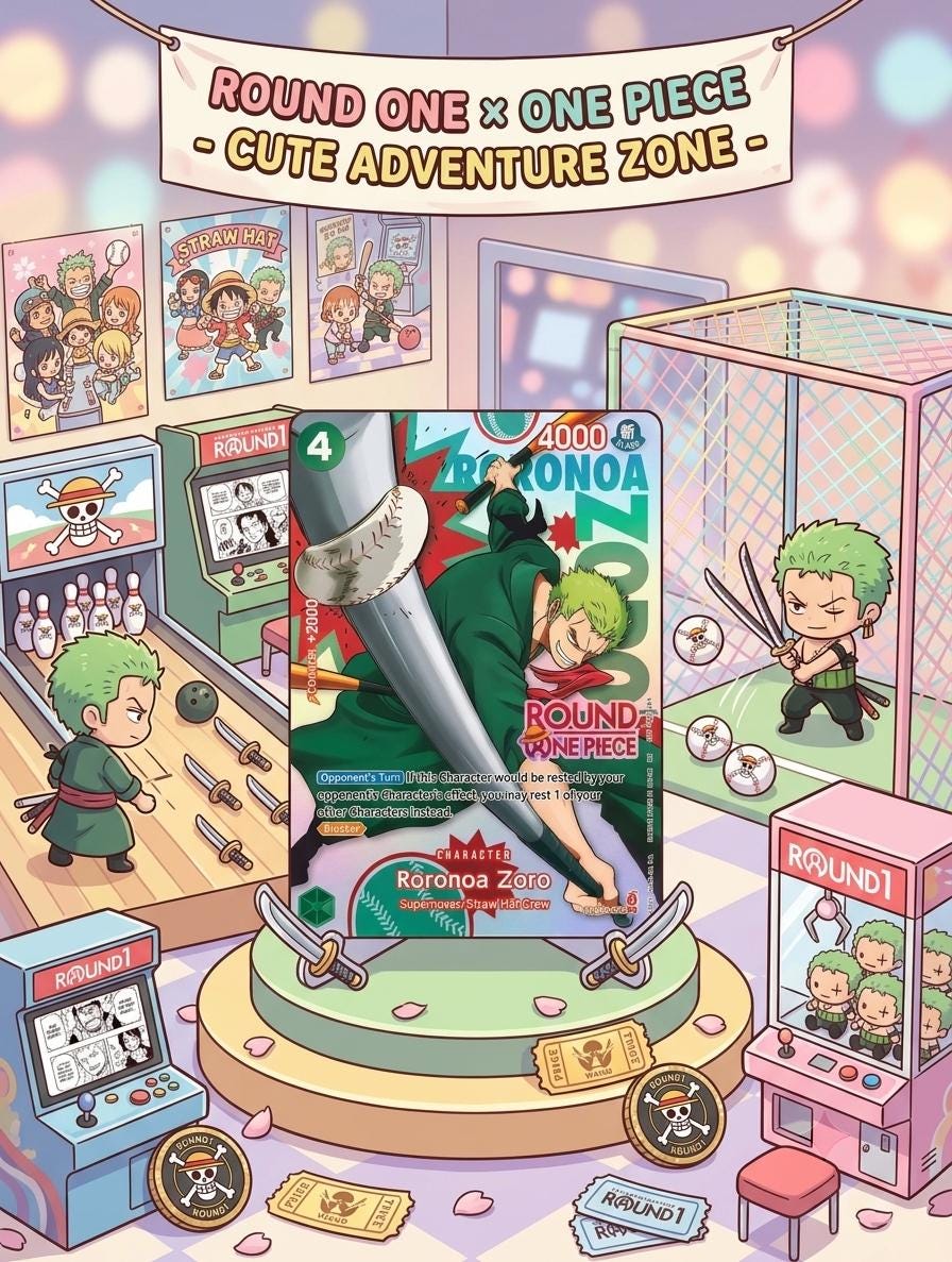 One Piece X Round1 Roronoa Zoro Custom Holofoil Card With Texture