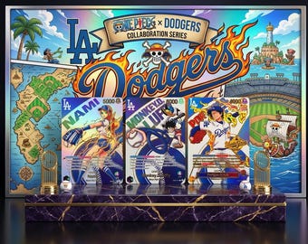 One Piece x LA Dodgers FULL SET Luffy , Ace & Nami Holofoil Cards With Texture