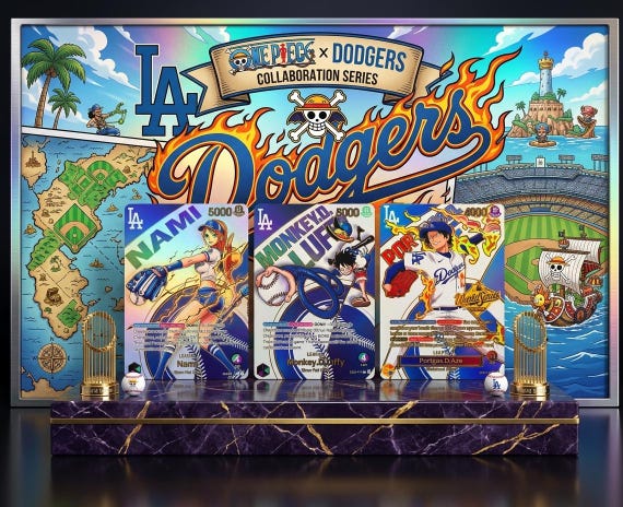 One Piece X LA Dodgers FULL SET Luffy , Ace & Nami Holofoil Cards