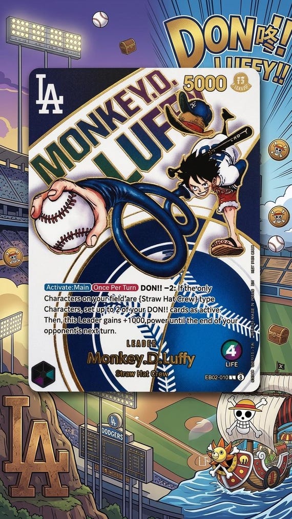 One Piece X LA Dodgers Monkey D. Luffy Holofoil Card With Texture