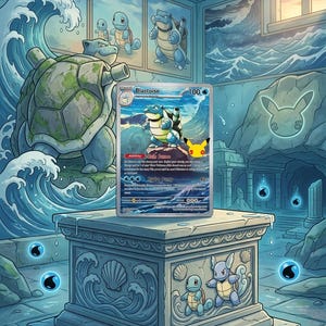 Blastoise Pokemon 30th Anniversary Base Set Blastoise Art Holofoil Card with Texture Custom Made