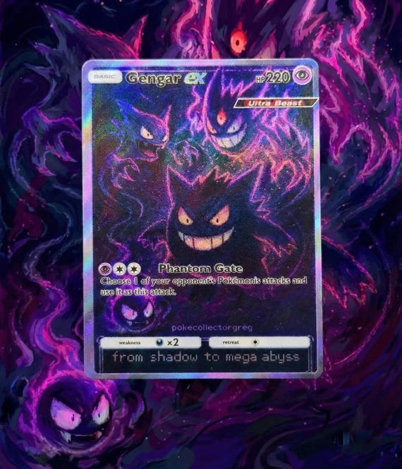 Mega Gengar Ex Pokemon Card Custom Made High Quality Surge Holofoil Card with Texture