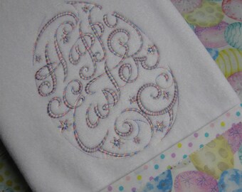 Handmade embroidered "Happy Easter " Hand Towel