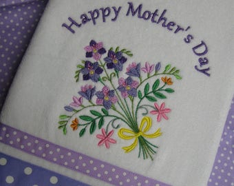 Handmade embroidered " Mother's Day" hand towel.