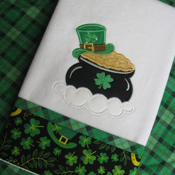 Handmade embroidered applique "St. Patrick's Day" hand towel
