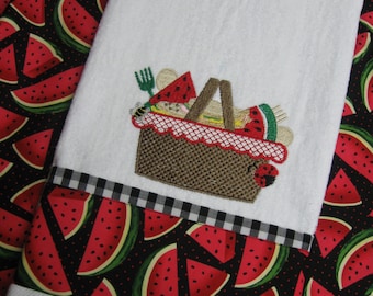 Handmade embroidered "Watermelon Hand Towel"