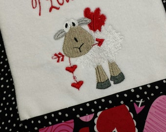 Handmade " Valentine I Love Ewe" hand towel