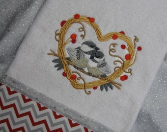 Handmade embroidered "Valentine's Day" hand towel