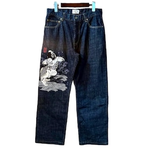 Tangled Soul 絡繰魂 Waist 30&#39;&#39; Embroidered Koi Carp Denim Jeans - Men&#39;s Size 30 mc