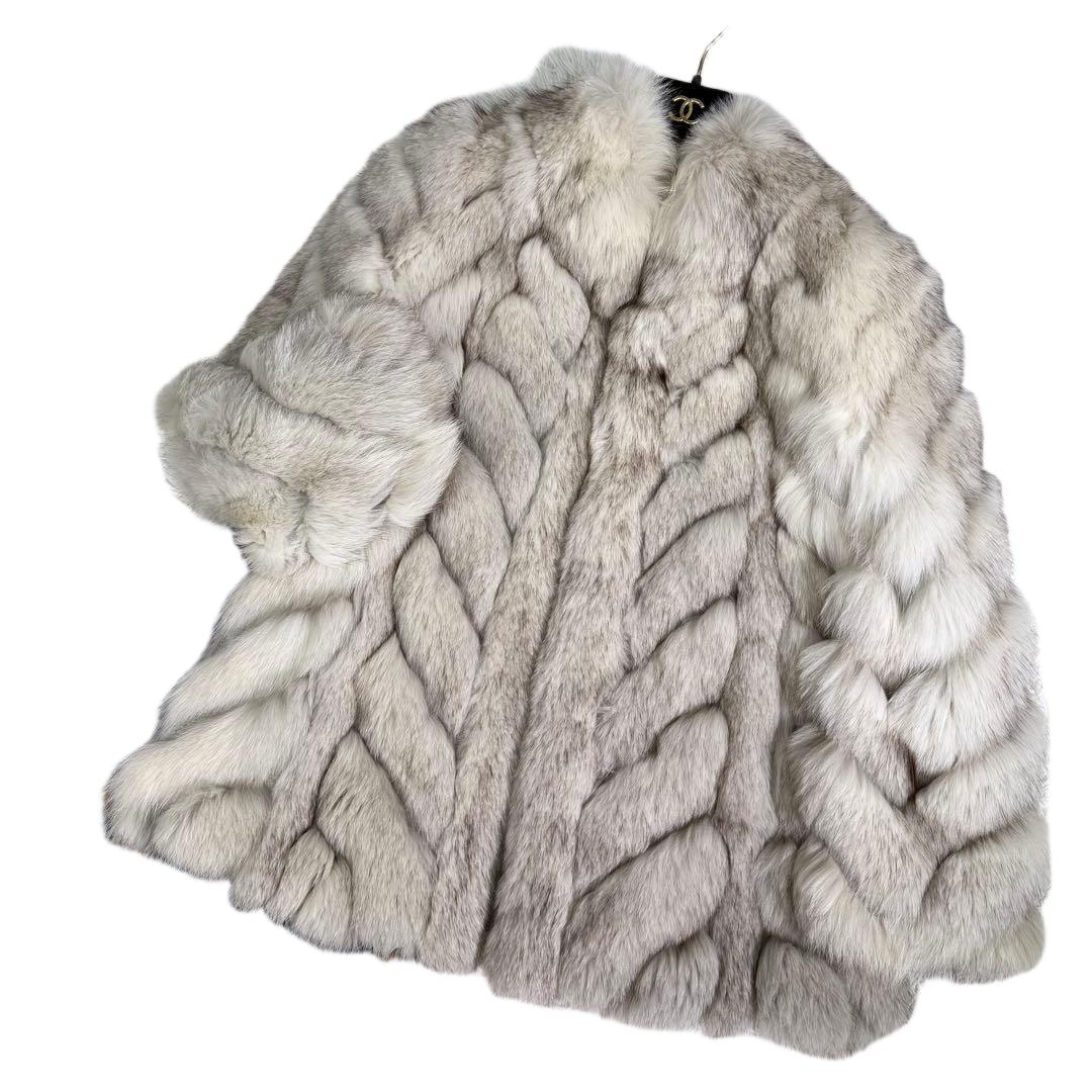 SAGA FOX  SCANDINVIA ショール Saga Red Fox Fur Coat 3/4 Length Hooded Fully Let out