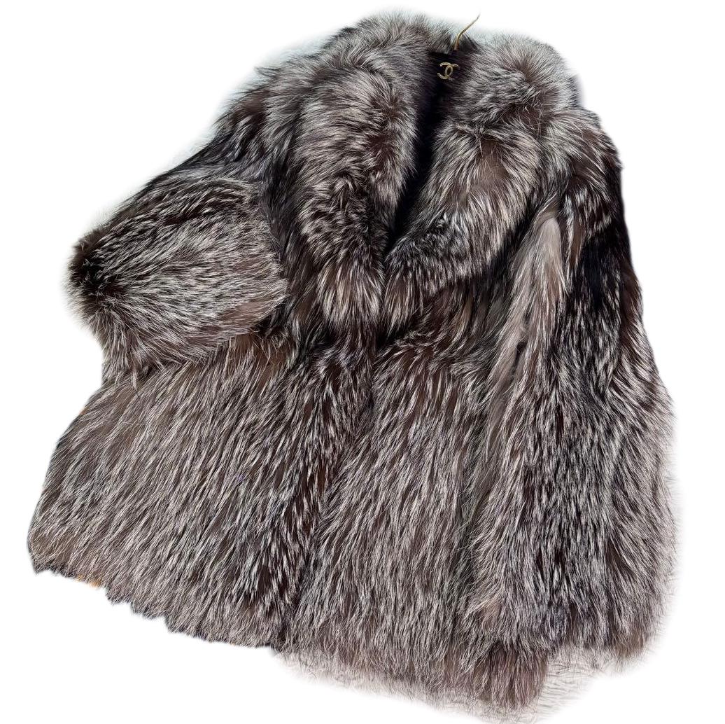 Silver fox fur coat - Etsy 日本