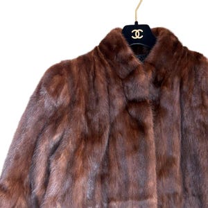 SAGA MINK Royal medium real mink fur coat brown fur coat dark brown mink fur jacket genuine fur coat Japanese women&#39;s size M mc