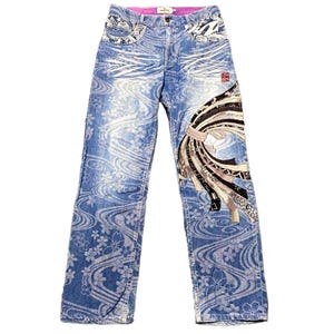 Tangled Soul 絡繰魂 Waist 30&#39;&#39; Embroidered Kimono Denim Jeans: Japanese Cotton, Men&#39;s Size 30 mc