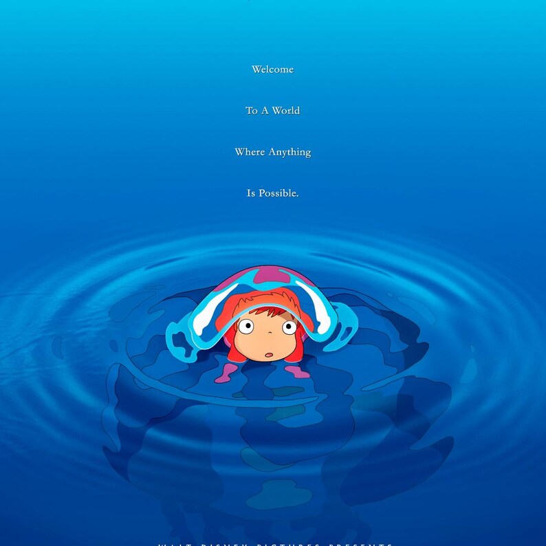 Puede incluir: Imagen de un personaje de dibujos animados con pelo rojo y una cubierta para la cabeza azul y rosa, flotando en agua azul. El texto de arriba dice: "Welcome To A World Where Anything Is Possible."