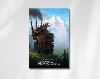 Plakat z filmu Ruchomy zamek Hauru | Grafika ścienna z anime Studio Ghibli (do pobrania cyfrowego)