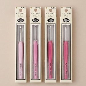 Tulip Etimo Rose Steel Crochet Hook, Ergonomic Soft Grip, Made in Japan, Amigurumi Tool