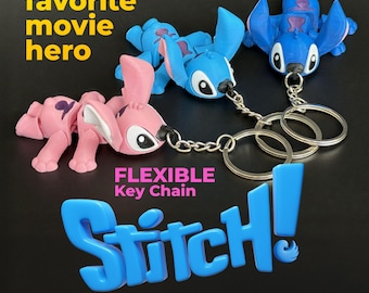 Stitch Flexible Keychain – 3D Printed Movie Character Keyring