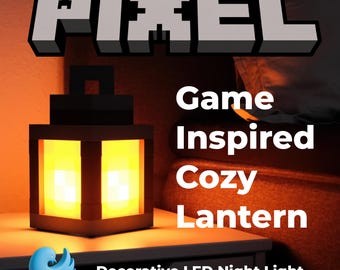 Pixel-lantaarn led-nachtlampje – gezellige lamp in blokstijl