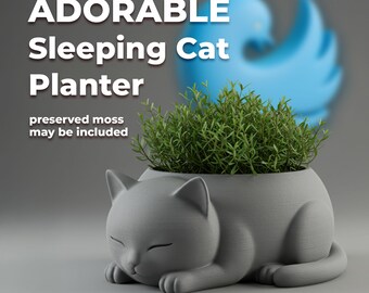 Adorable Sleeping Cat Planter - Cozy Kitty Planter for Home Decor