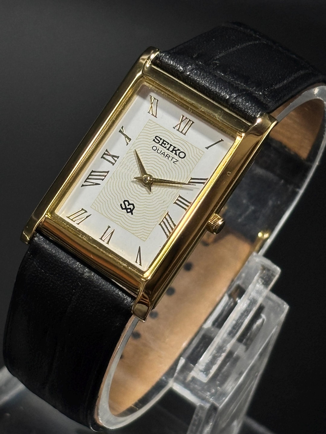 Vintage Seiko Slim Tank Quartz Golden Plated Wrist Watch Rectangular ...