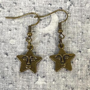Brass Star Dangle Earrings