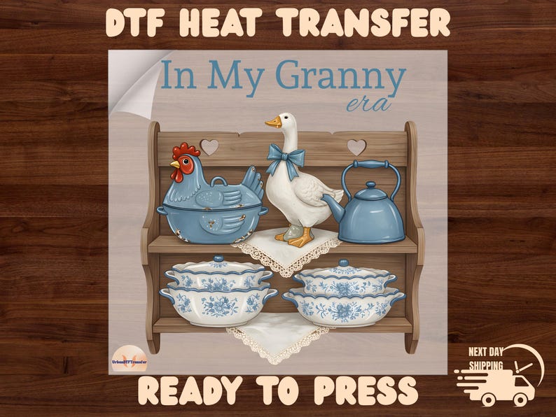 In My Granny Era Dtf Heat Transfer, Vintage Goose Kitchen Design Ready to Press, Grandma Core Full Color Printing image 2
