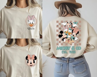 Custom Mouse and Friends Dtf Heat Transfer, Retro Checkered Mouse Design Ready to Press, Mickey and Co. est. 1928 Full Color Printing