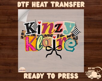Custom Name DTF Transfer, Trendy Torn Letter Design Shirt Ready To Press, Preppy Name