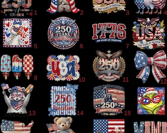 USA 250 Years DTF Design for Shirt, America 250th Anniversary Heat Transfer, 1776–2026 Patriotic DTF Prints, Patriot 250 Years Transfer