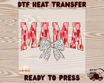 Mama Valentine Coquette DTF Transfer for Shirts, Glitter Brushstroke Design Ready to Press
