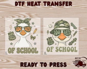 100 Days Of School Camo Cap boy DTF Transfer, Goose 100 Days Camo Design Ready to Press